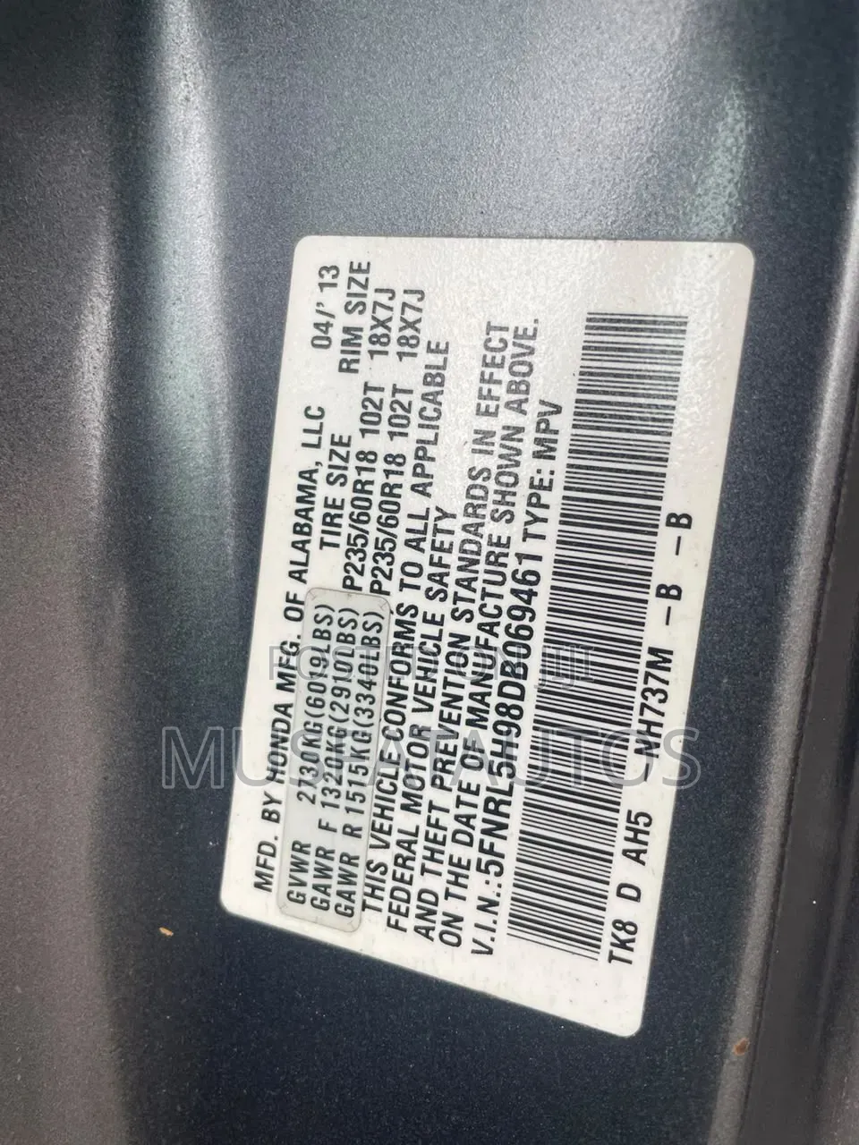 Honda Odyssey 2013 Gray