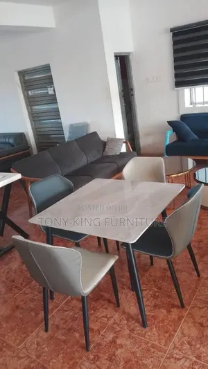 Imported Marble Top Dining Table Set With Metal Leg.