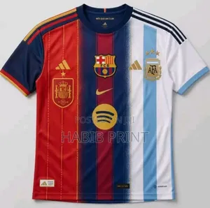 Combined Argentina,Spain and Barca Jerseys