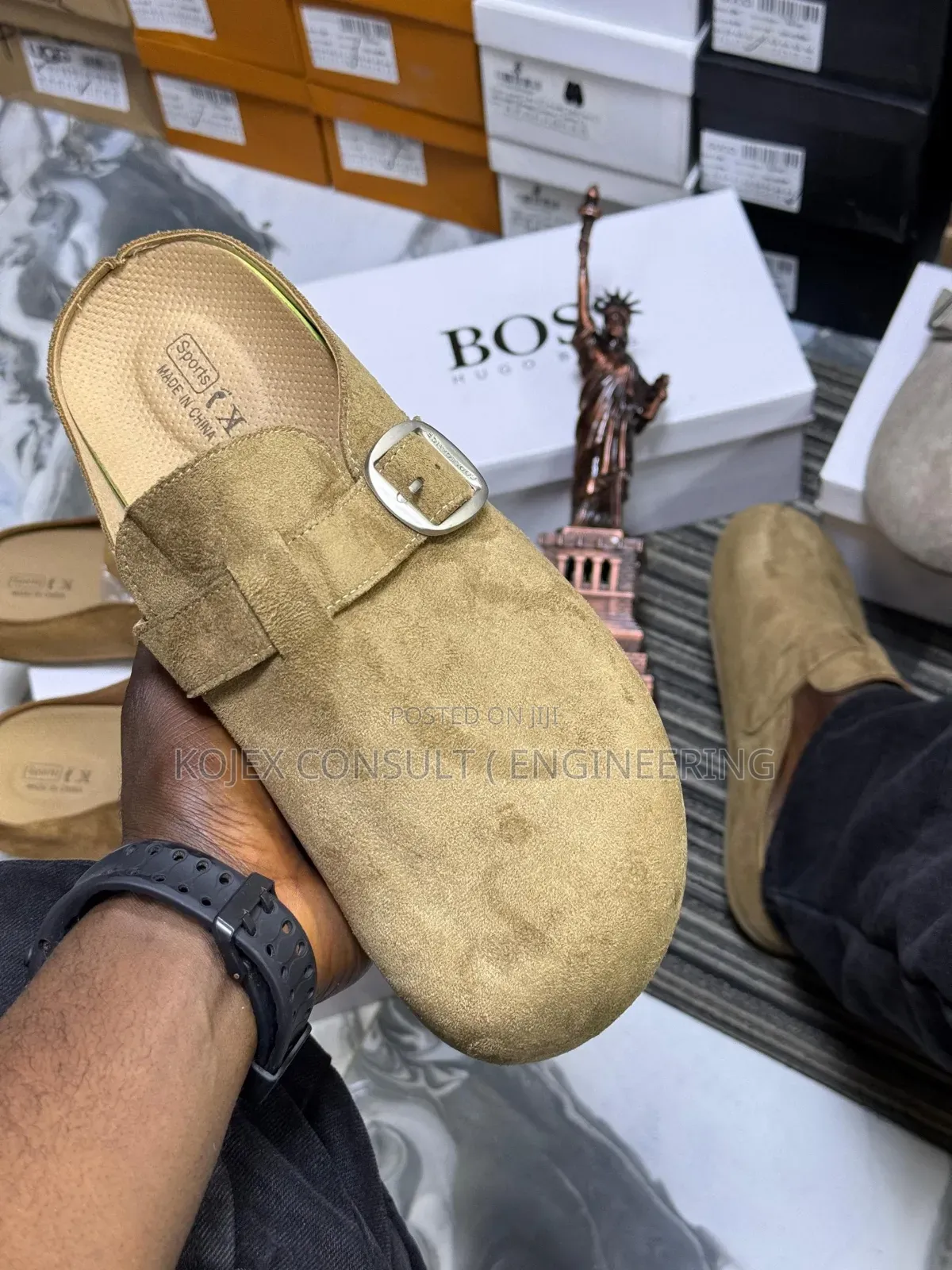 Boss Leather Half Slides