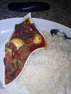 Benin Pepper Rice (Izoko) and Ofada Rice With Assorted Meat - Lekki