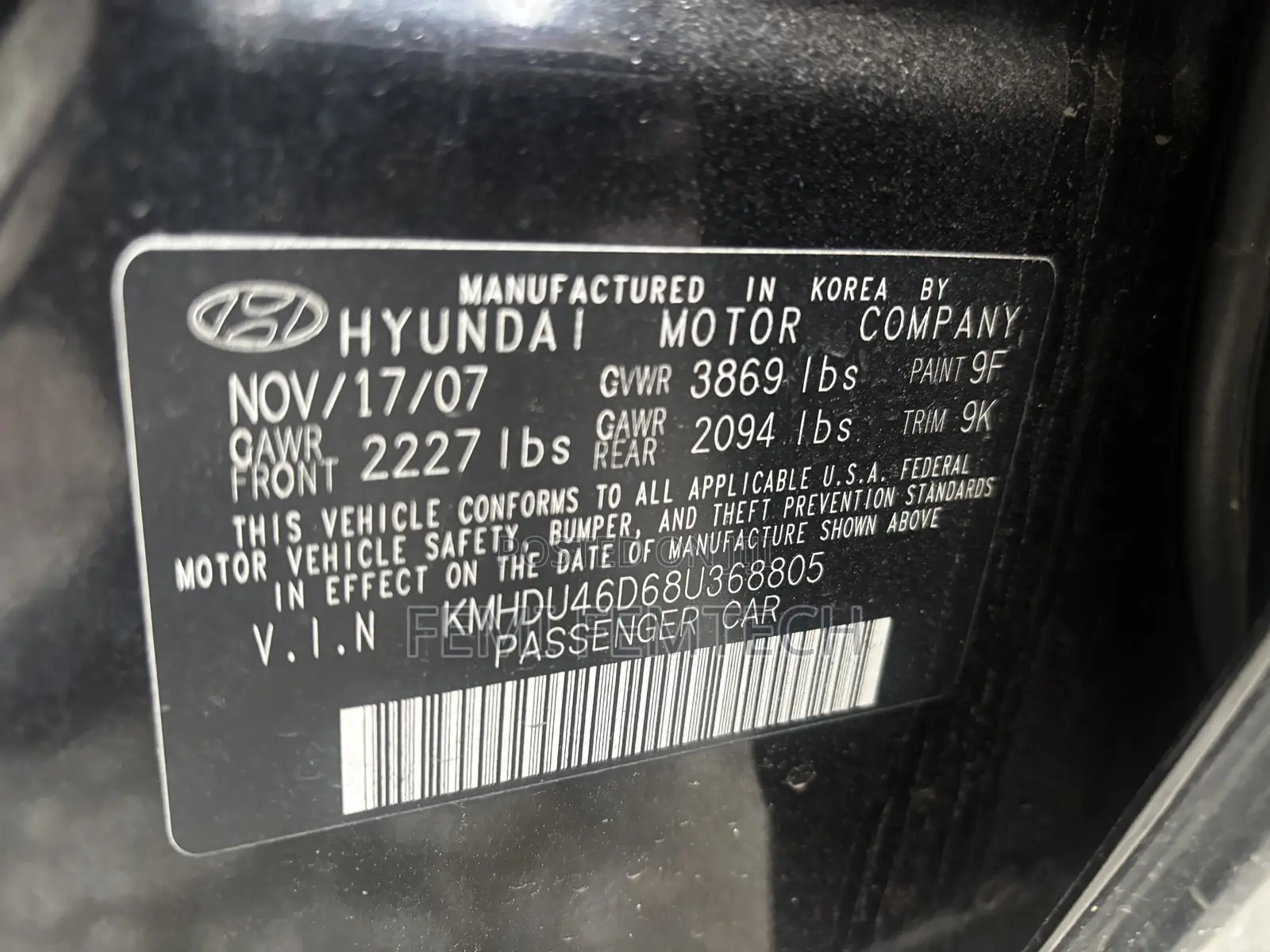 Hyundai Elantra 2008 Black