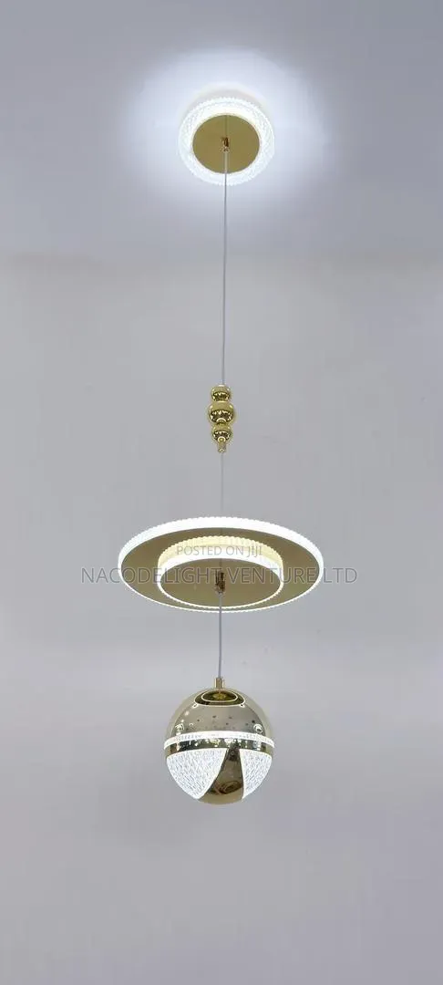 Luxury LED Pendant Light With a Gold Finish,featuring Circular Ledring