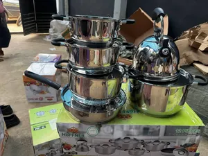 Set of Cookware Including Pots, Kettle and Frying Pan