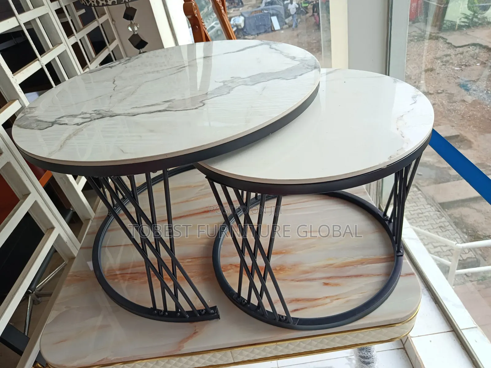Modern Marble-Top Nesting Coffee Tables (Set of 2)