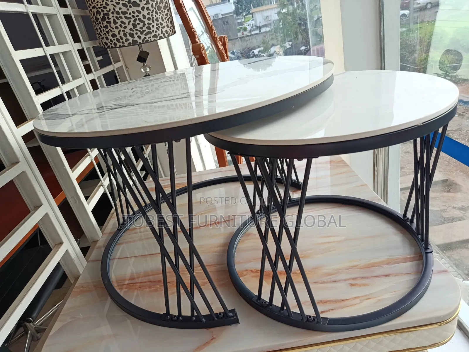 Modern Marble-Top Nesting Coffee Tables (Set of 2)