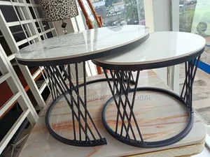 Modern Marble-Top Nesting Coffee Tables (Set of 2)