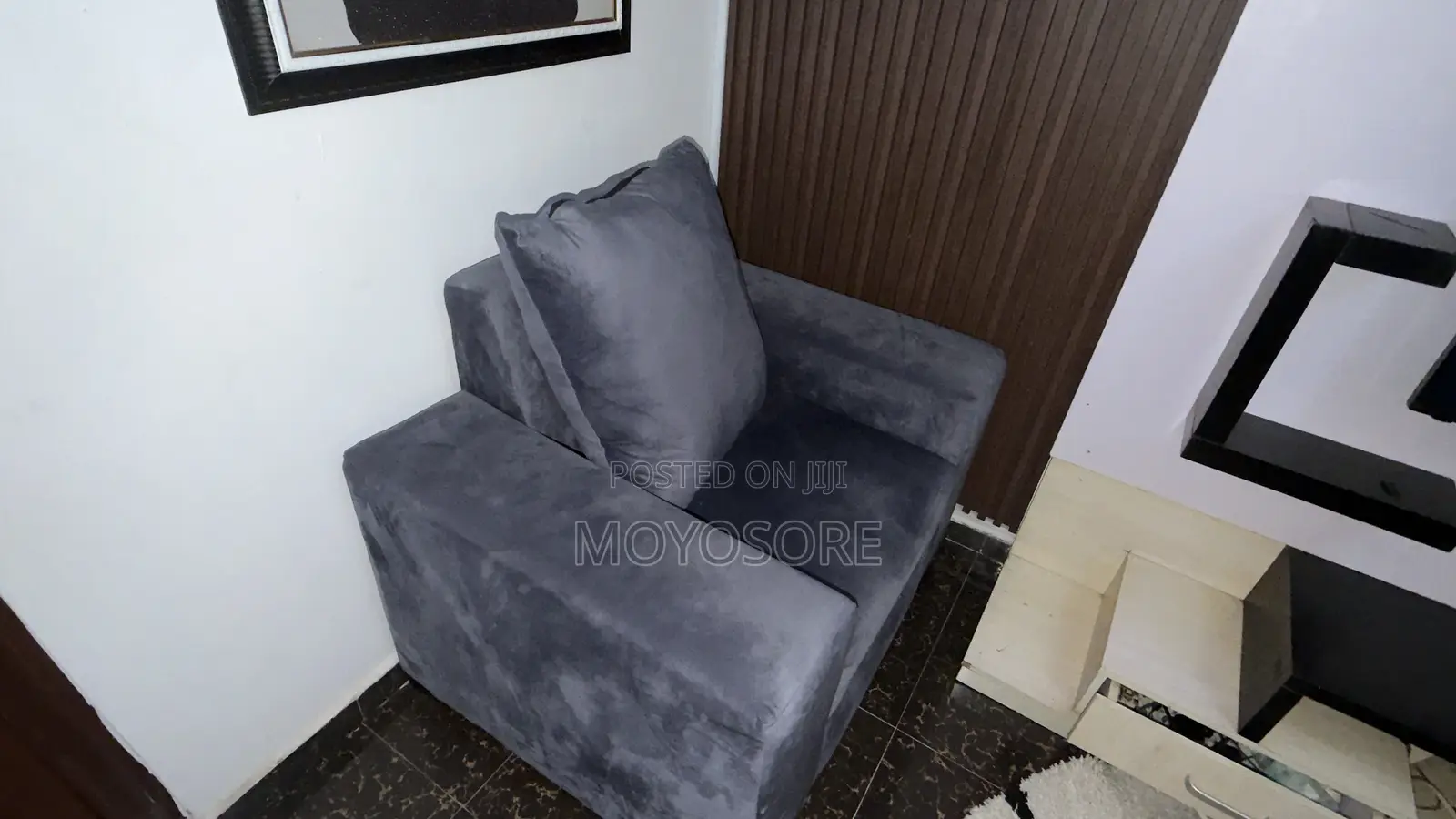 Grey Velvet Living Room Sofa