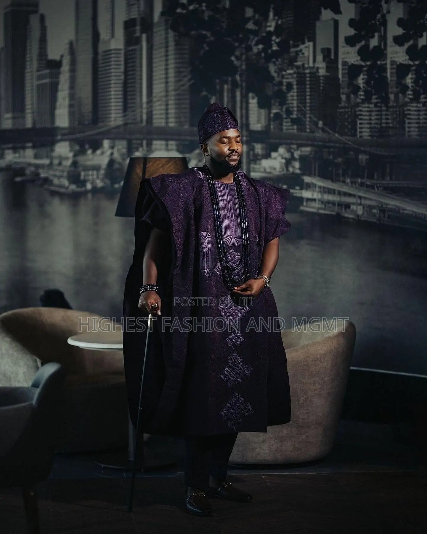 Appliqué Gown Embroidered Agbada Set