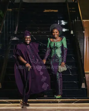 Appliqué Gown Embroidered Agbada Set