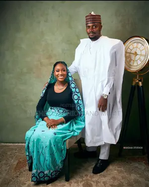 Black Aqua Wrapper Set White Agbada