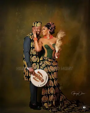 Beaded Lion-Motif Gown Embroidered Velvet Vest Set