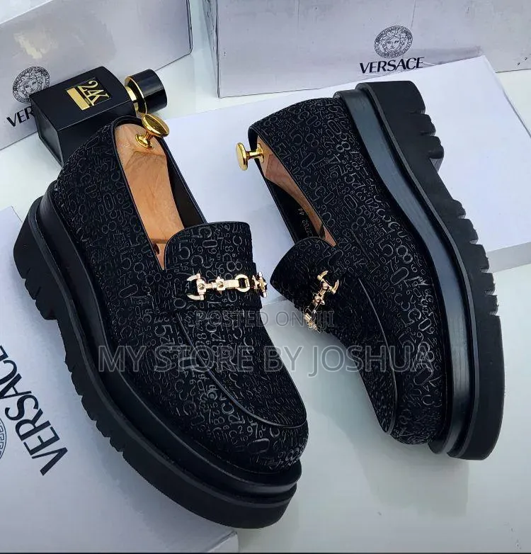Versace Embossed Platform Loafers Stock