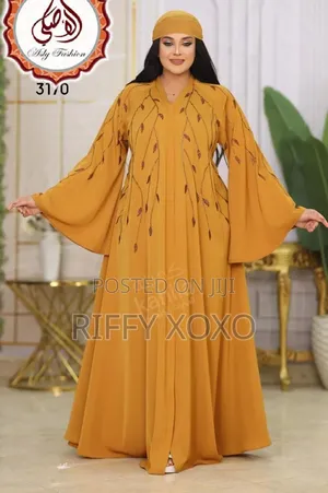 Mustard Yellow Abaya With Embriodery