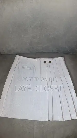 Grey Pleated Mini Skirt
