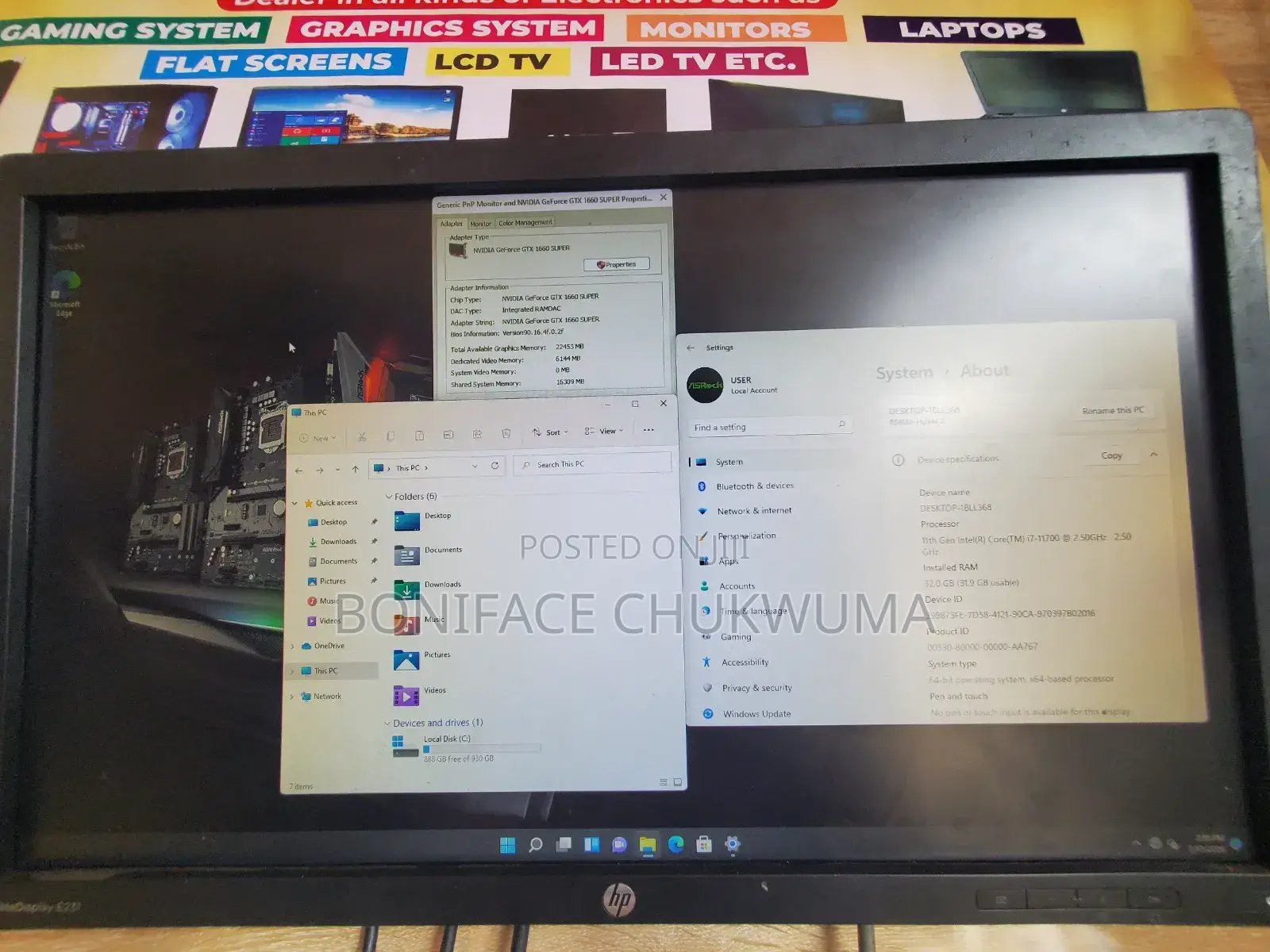 Desktop Computer 32GB Intel Core i7 SSD 1T
