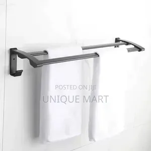 70cm Black Towel Rack and Sponge Hooks, Also Available in Stainless
