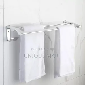 70cm Black Towel Rack and Sponge Hooks, Also Available in Stainless