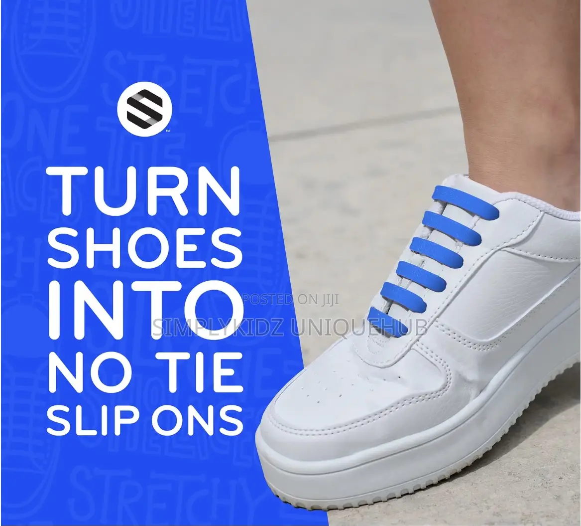 Blue Stretchy Tieless Silicone Elastic Shoelaces | 12 Straps