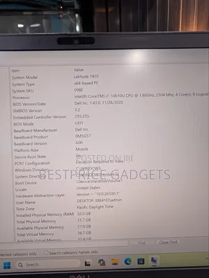 Laptop Dell Latitude 7410 32GB Intel Core i7 SSD 256GB