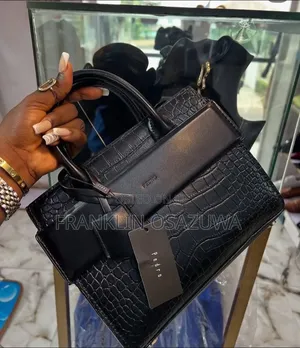Pedro Croc-Embossed Women's Luxury Handbag Set – Black