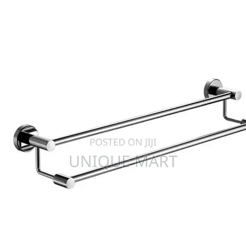 60cm Quality Wall Mounted Round Double Chrome Towel Rail