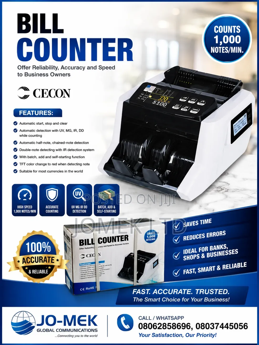 Modern Bill/Money Counting Machine Detects Fa-Ke Note