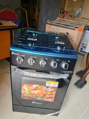 Boscon 4 Burner Gas Cooker With Top Glass Lid+ Oven