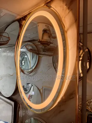 80×60 Oval LED Mirror With Gold Frame