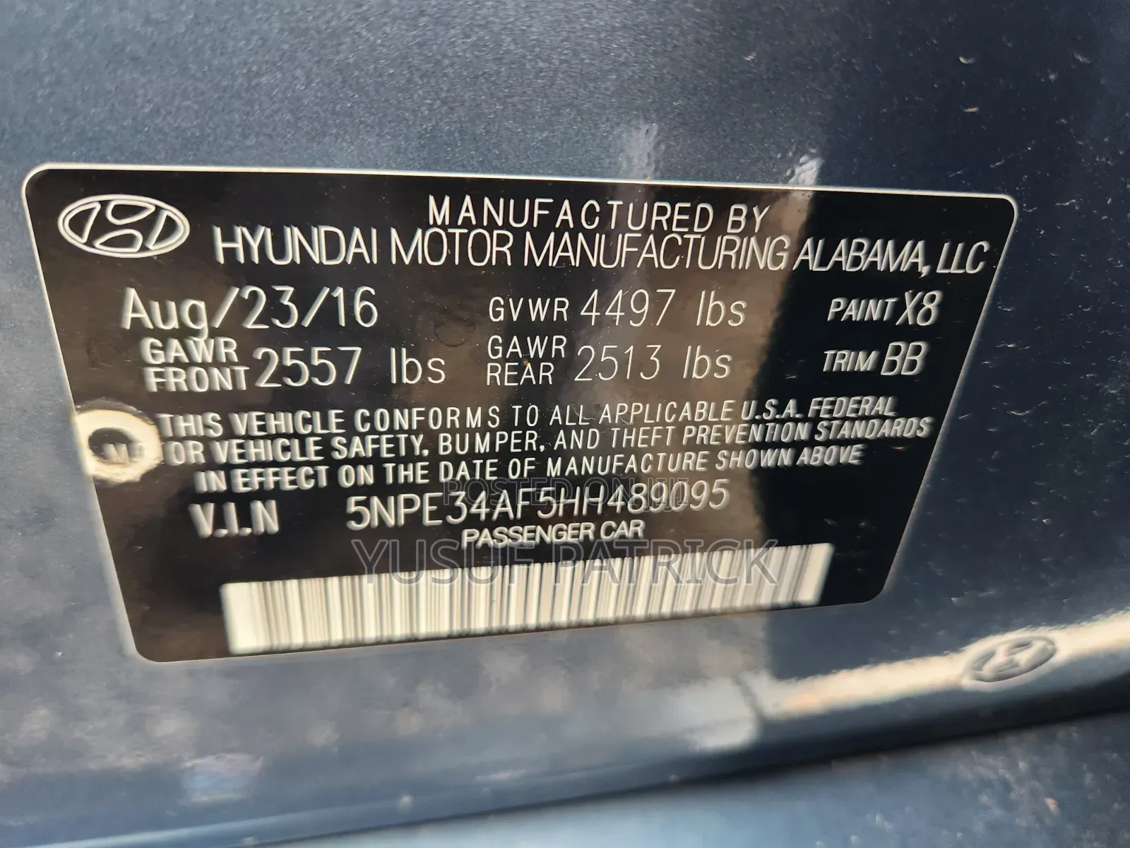 Hyundai Sonata 2016 Blue