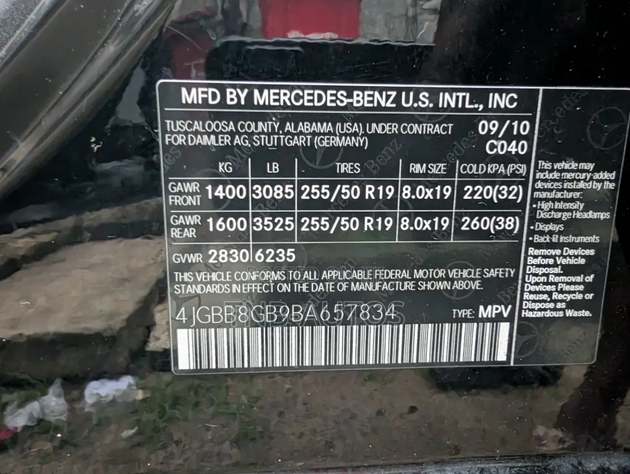 Mercedes-Benz M Class 2011 Black
