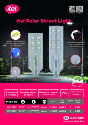 Itel Solar Street Light - 800watt