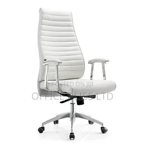 Executive High-Back Office Leather Chair With Padded Armrest