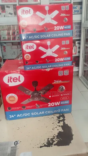 Itel 24" 20W Short Blade AC/DC Solar Ceiling Fan With Remote -