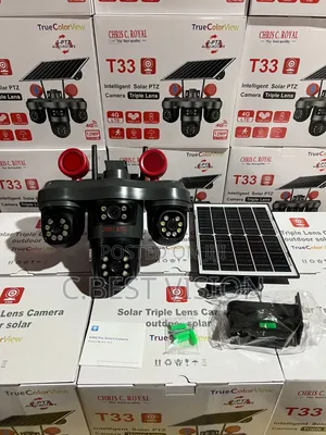 T33 V380 3ptz Real 3lens Camera 4G Camera With Solar Panel.