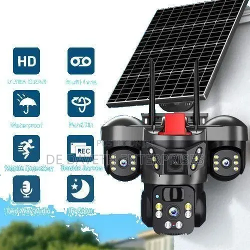 3 Lens 4G Solar Powered PTZ Surveillance IP Camera