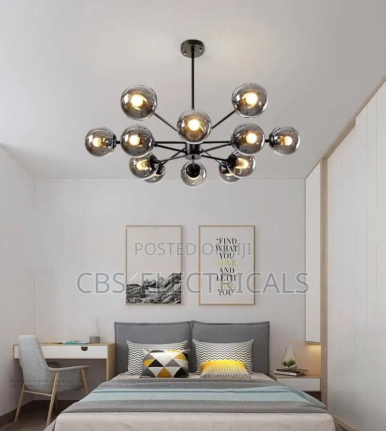 Modern Smoke Glass Globe Chandelier