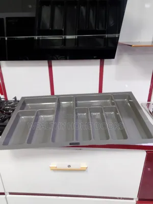 80 Cm Kitchen Cutlery Tray Organizer, Made of Gray PVC Plastic
