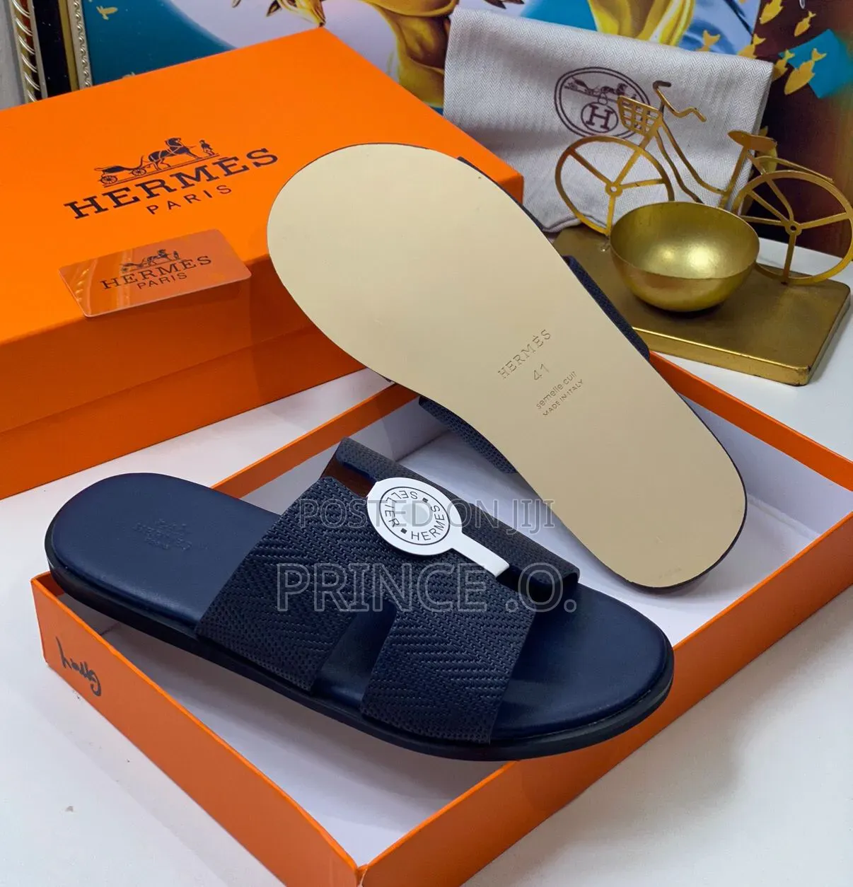 Leather Hermes Slippers