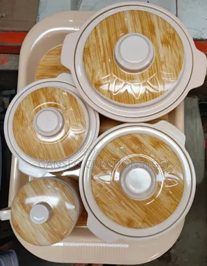 3pcs Marble - Designed Cover Bowl Set With Tray and Cup (Complete Set)