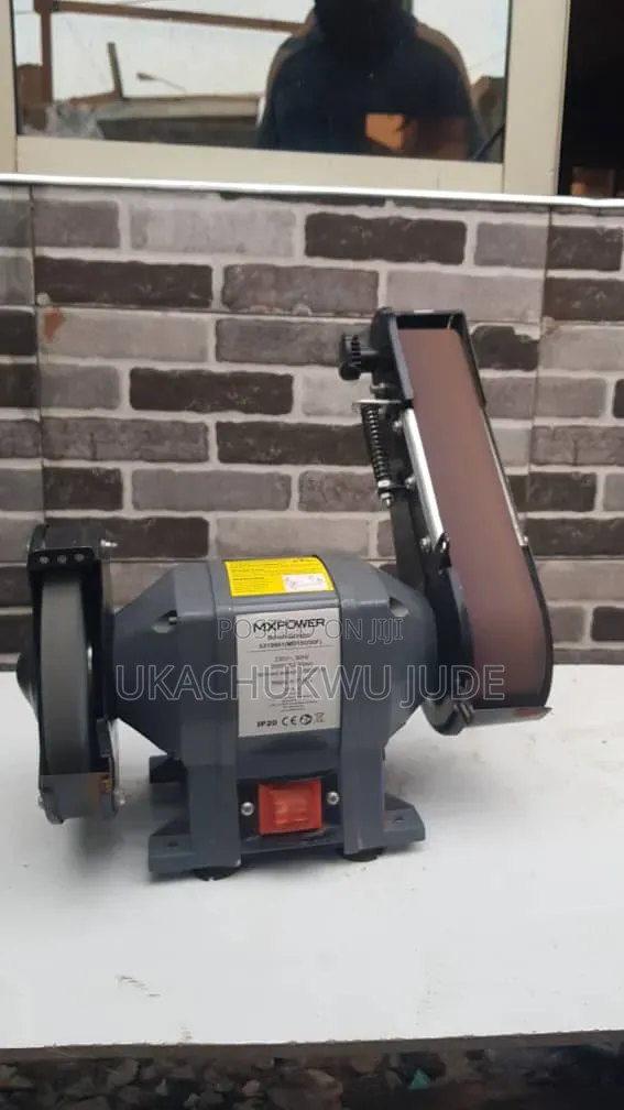 MXPOWER Bench Grinder With Grinding Wheel and Vertical Sanding Belt