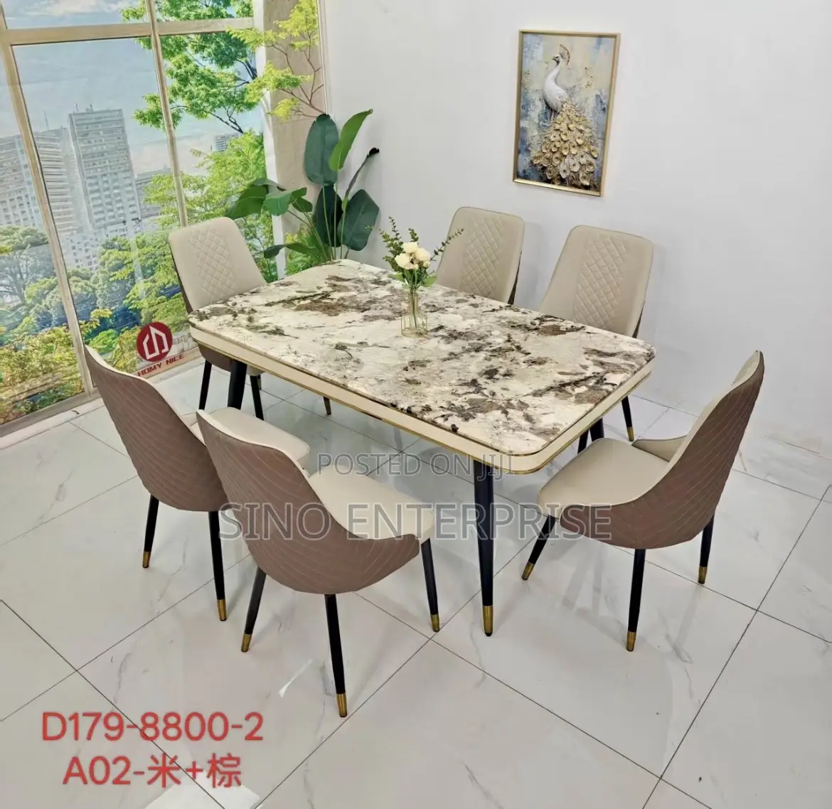 Latest 6 Seaters Marble Dinning Set
