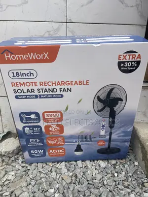 HomeWorX 18-Inch Remote Rechargeable Solar Stand Fan