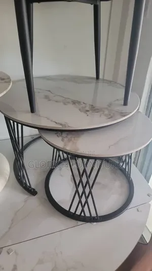 Duo White Marble-Top Nesting Tables – Brushed Gold Hoop Base