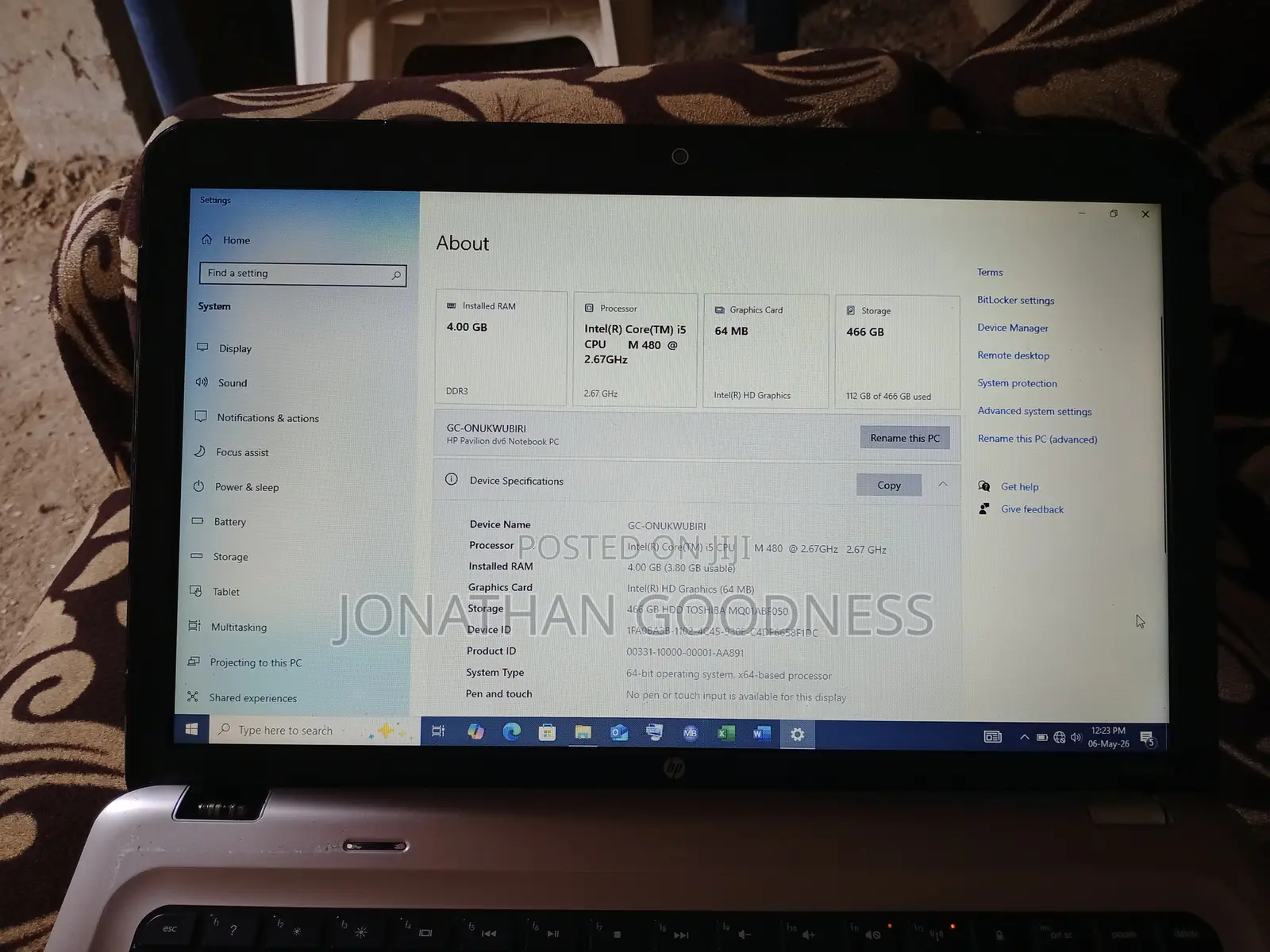 Laptop HP Pavilion Dv6 4GB Intel Core i5 HDD 500GB