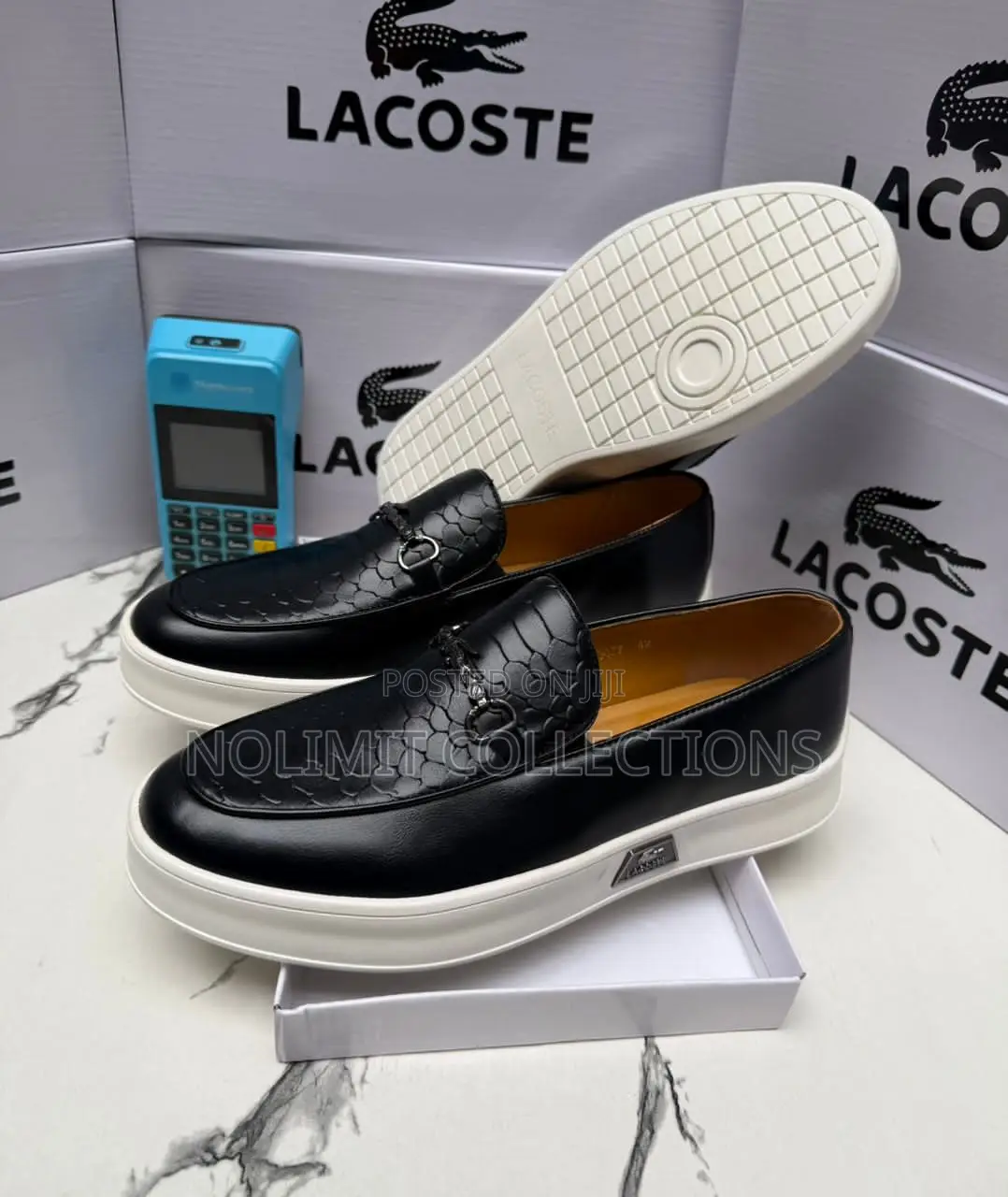 Lacoste Men's Snake Skin Leather Loafers