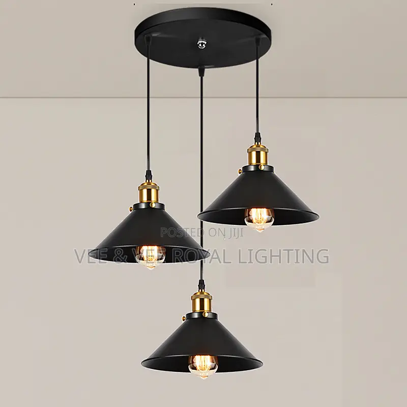3 Drop Black Chinese Cap Light - For Dining, Kitchen Island, Sit Outs