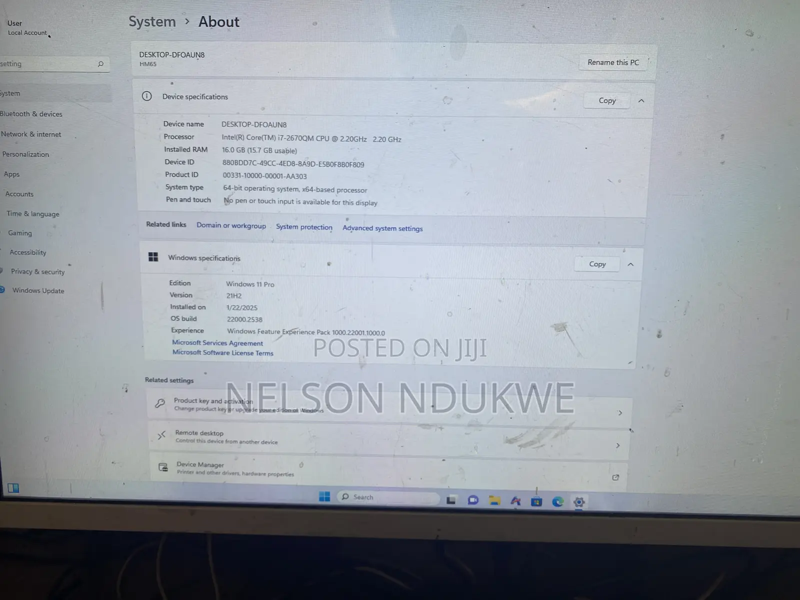 Desktop Computer HP AiO 22 16GB Intel Core i7 SSD 256GB