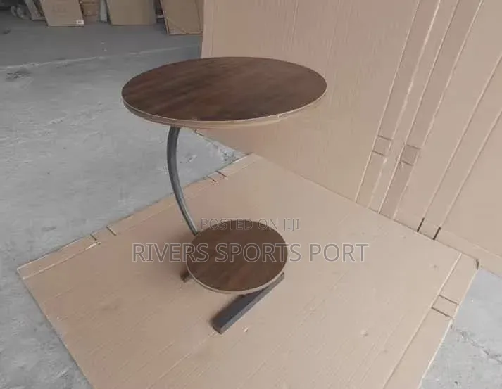 Double-Layered Round C-Shaped Side Table / Stool With Storage Shelf