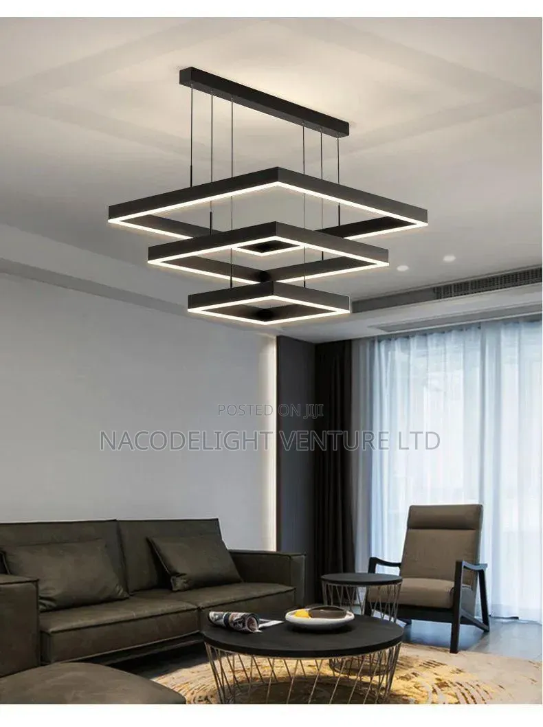 Modern Geometric Square LED Pendant Chandelier